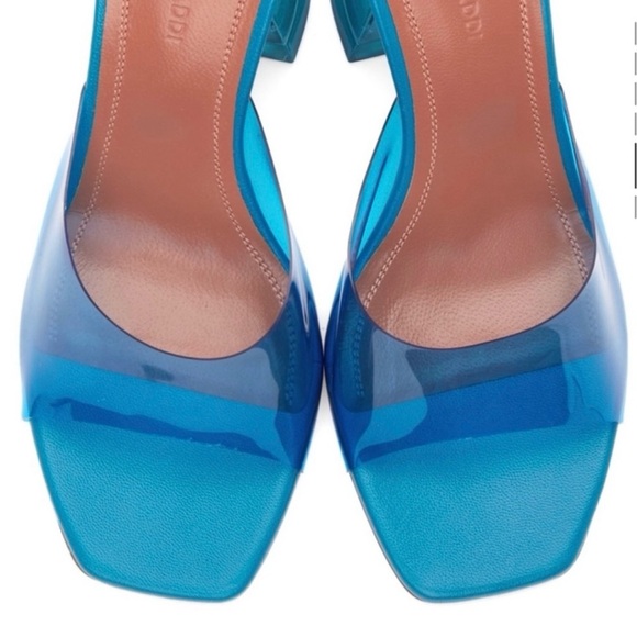 Amina Muaddi Blue Lupita Pvc Metallic Mules. AUTHENTIC! EU 38,5 size. - Picture 15 of 15